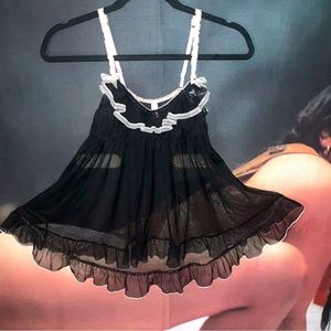 Black and Pink Lacey slip on sheer Victoria’s Secret’s dress